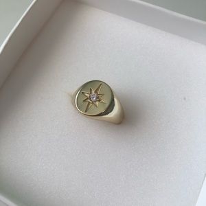 18k Gold Plated North Star Ring, Size 6